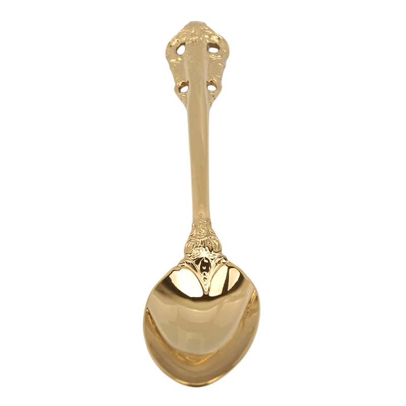 Golden tea spoon Винтажный Ретро набор золотой посуды с тиснением, набор из нержавеющей стали 304, золотой нож, вилки, западные столовые приборы - Цвет: Golden tea spoon