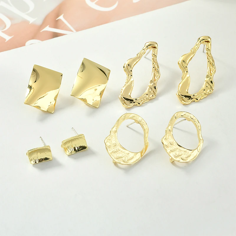 Простые геометрические абстрактные формы сплав серьги 925 Серебряные иглы diy