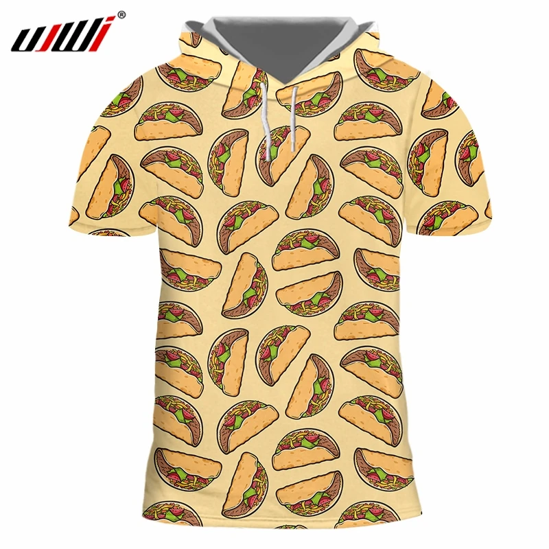 

UJWI New Arrival Men/Women's Cool Print Food burger 3D Tshirt With Hood Unisex