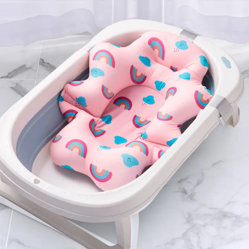 Baby Shower Bath Tub Pad Non-Slip Bathtub Mat Newborn Safety Nursing Security Bath Support Soft Comfort Body Cushion Mat Pillow