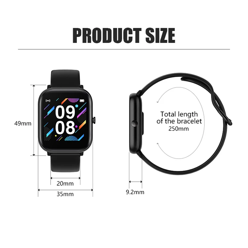 

Smart Watch Men Women P8 SE Full Screen Touch Smartwatch Life Waterproof with Monitor Heart Rate Training Note Sleeping Sport