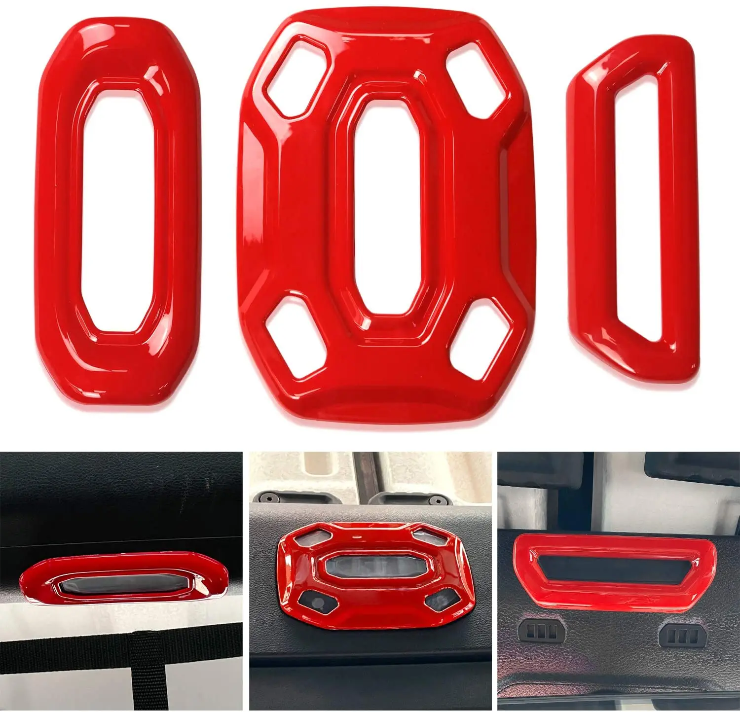 

Bolaxin Front Middle Rear Roof Reading Light Panel Decoration Cover Decor Trim Compatible For 2018-2021 Jeep Wrangler JL JLU Red