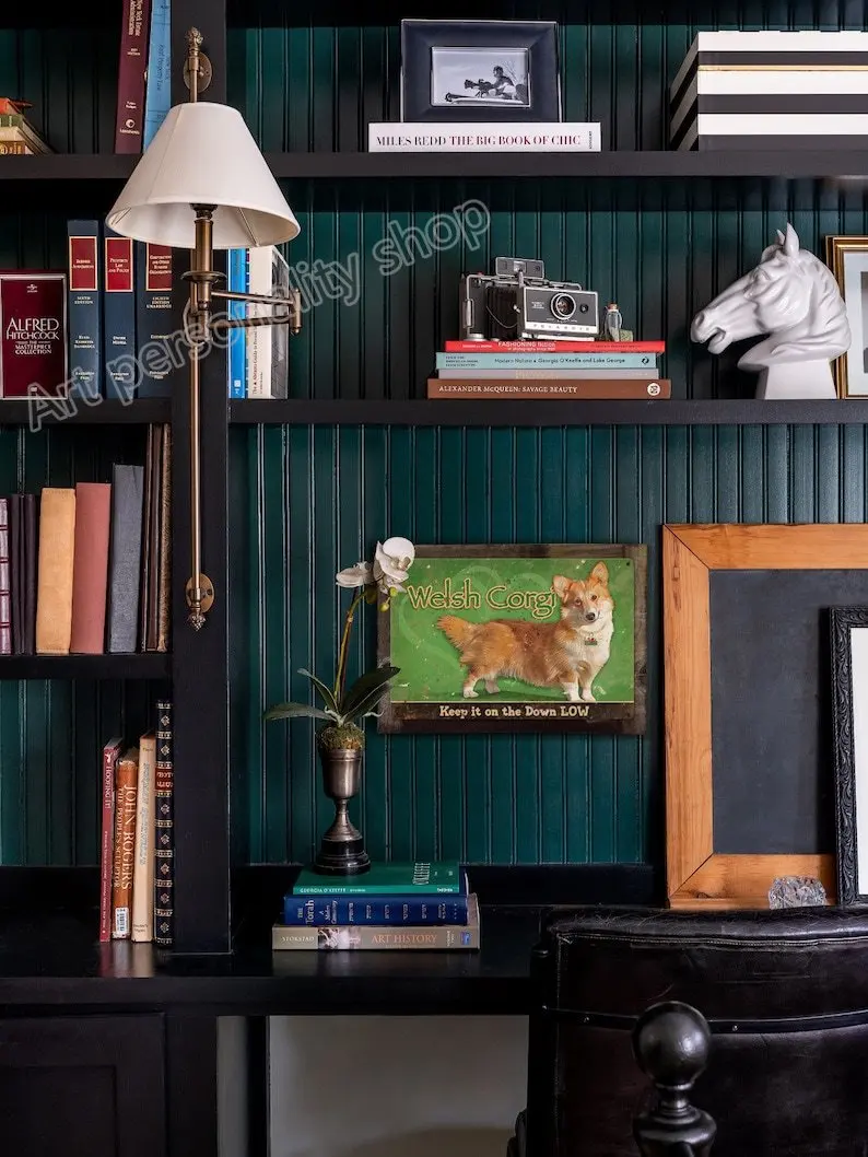 Валлийская корги собака металлический знак держать его вниз низкий зоомагазин