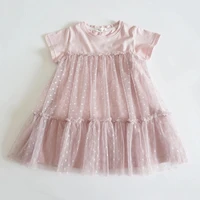 summer sweet girls princess dress kids children baby short sleeve dot polka mesh patchwork dresses clothes dress for girls