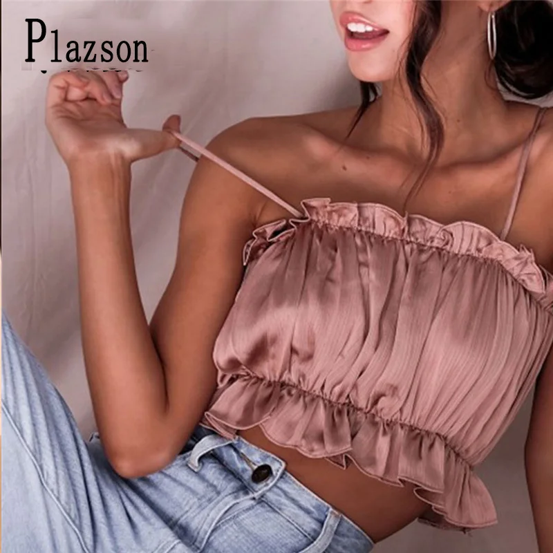 Кроп-Топ женский с рюшами модная пикантная пляжная одежда повседневный топ без