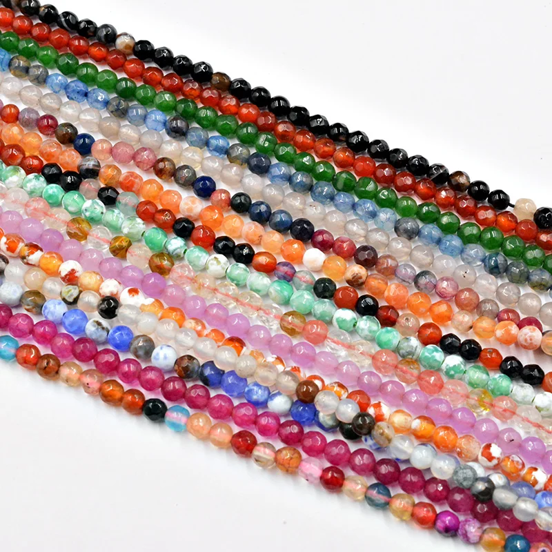 Оптовая продажа граненые бусины из натурального камня диаметром 4 мм розового