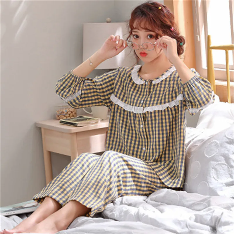 Женский клетчатый пижамный комплект Daeyard сексуальные кружевные рубашки с