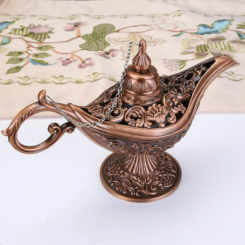 Bronze Middle East Aladin Lamp Figurine Magic Lamp Teapot Arab Home Decoration Accessories Gold Plated Enamel Metal Lamp Ornament - Цвет: Bronze