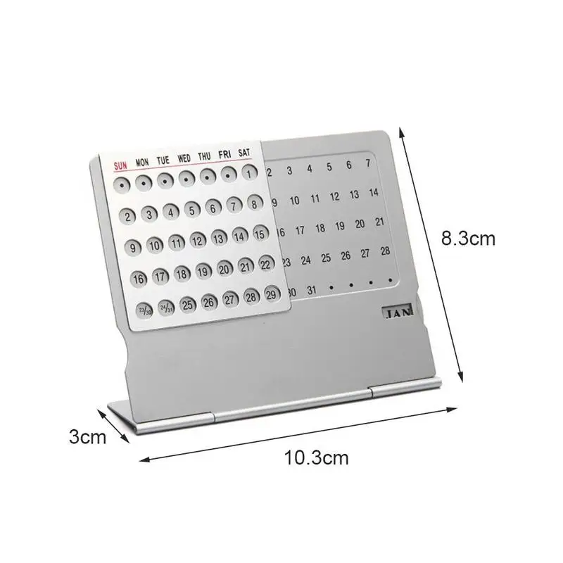 

1piece Aluminum Calendar Card Calendar Creative Mini Calendar Metal Permanent Desktop Ultra-thin Office Supplies School Q3C0