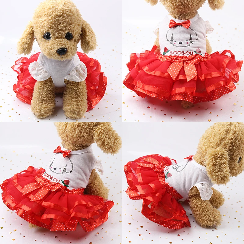 

XS-XXL Cute Dog Dress Pet Dog Clothes for Small Dog Wedding Dress Skirt Puppy Clothing Spring Fashion Lovely Pet Soft Clothes