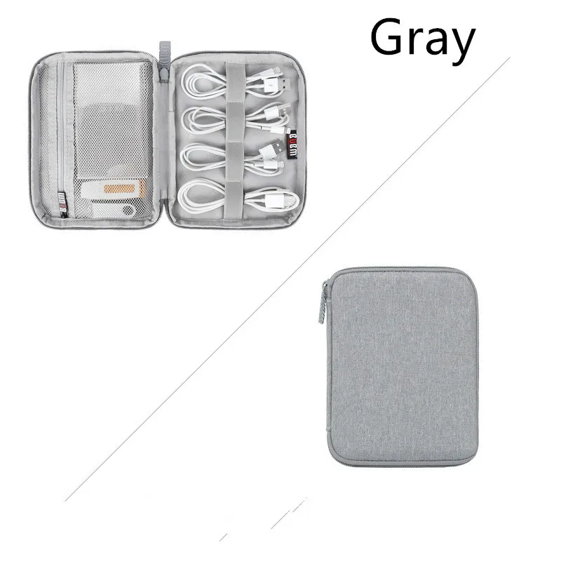 gray Дорожная цифровая сумка для хранения, USB органайзер для кабеля данных, наушников, провод, сумка, внешний аккумулятор, Дорожный комплект, чехол, сумка, аксессуары для электроники - Цвет: gray
