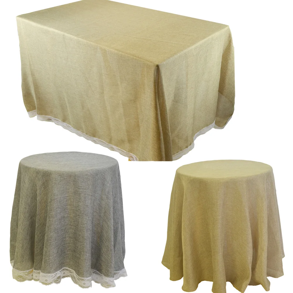 Круглый Серый цвет хаки имитация льна хлопок обеденный чайный столик покрытие