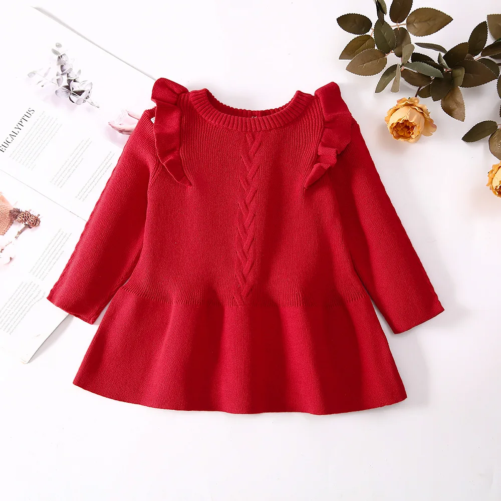 

Детское трикотажное платье-свитер, с длинным рукавом