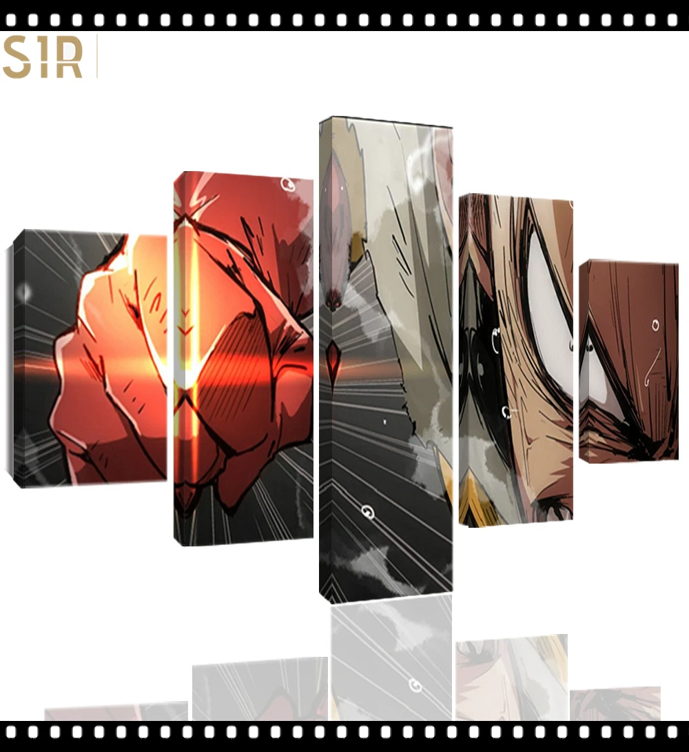 

Saitama Wall Art 5 Pieces Canvas Painting One Punch Man Poster Pictures Home Decor Living Room HD Printed Game Poster Anime