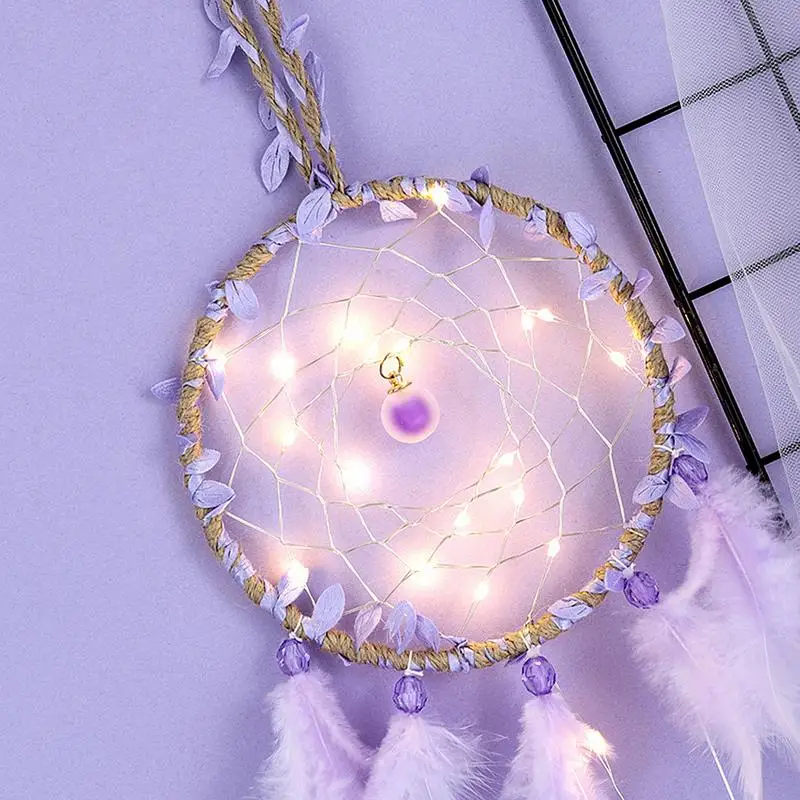 

Innovative Dream Catcher Pendant Hand-Woven Ornaments Handmade Birthday Gift Dreamcatcher with Lights Home Room Decoration