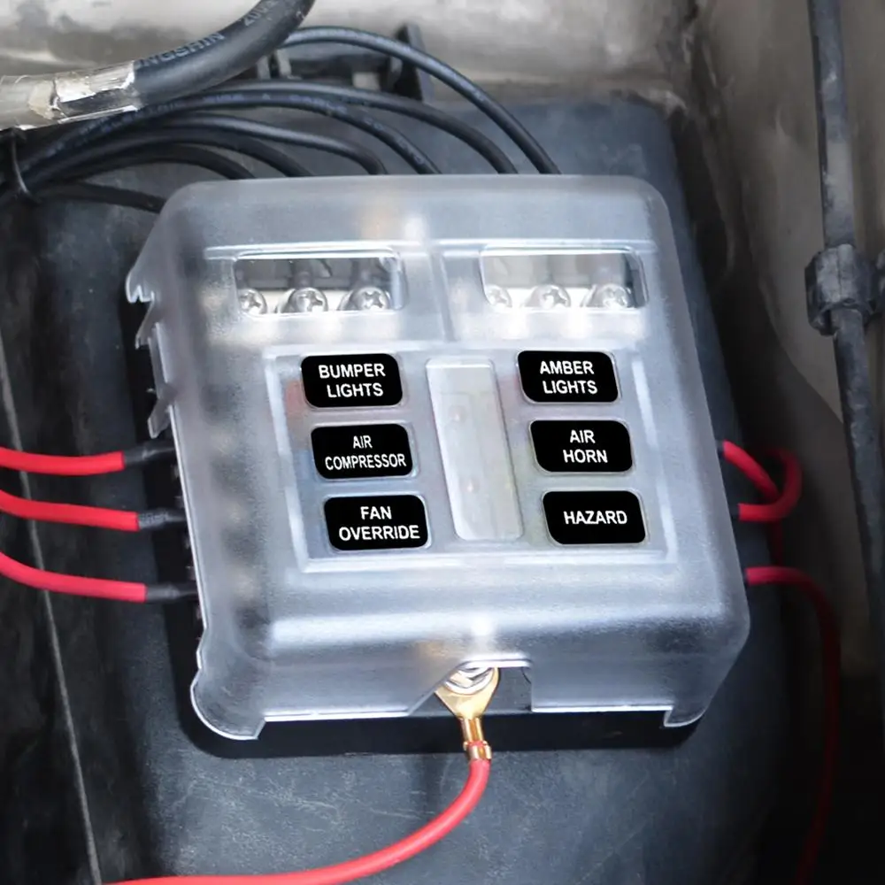

High Quality 6 Way Blade Fuse Holder Box Block Bag 12V/24V Car Truck Boat Marine Bus RV Van Tools
