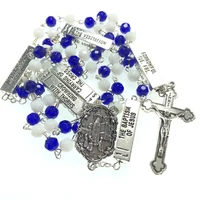 catholic necklace with blue and white glass rosary beads at fatima center pendant necklaces religious cross jewelry