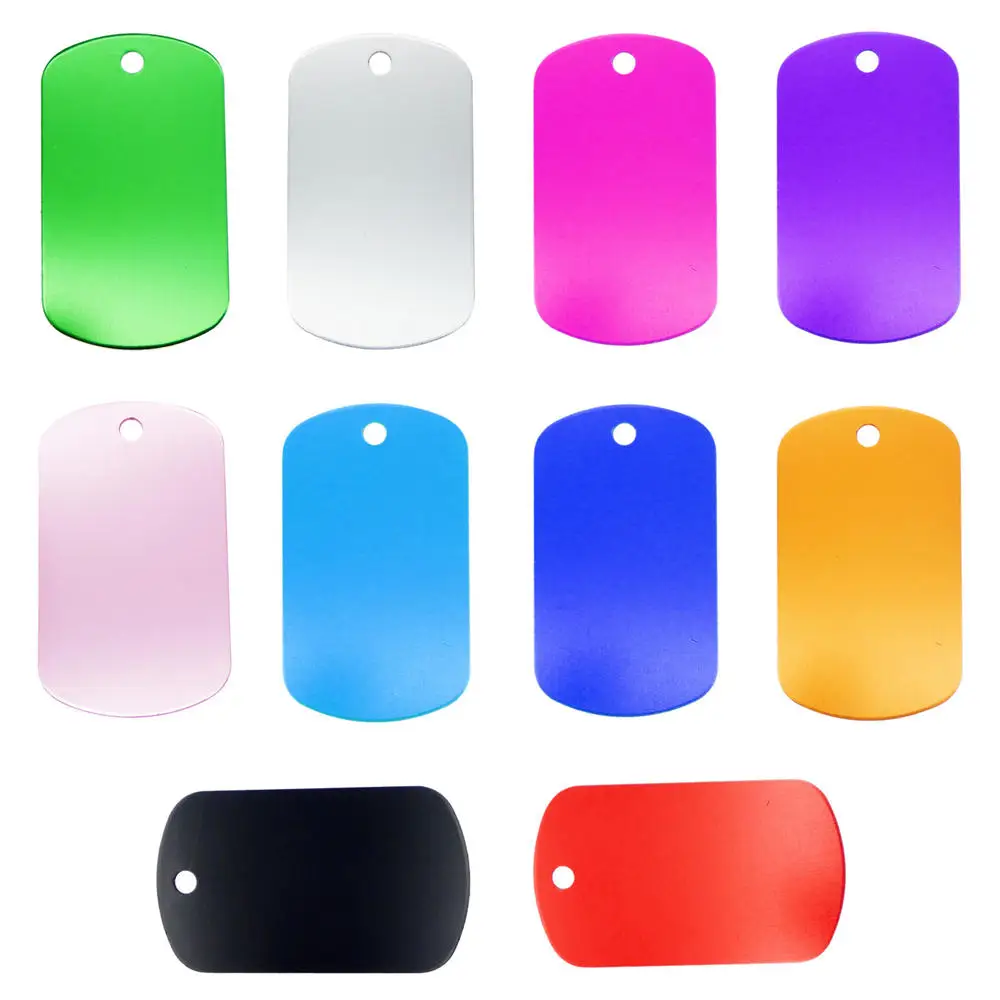 

10Pcs Aluminium RoundRect Dog Tag Cat Name Dog ID Tags Mix Color Pet Identity Plate Tags For Pets Necklace Pendants 50*29mm
