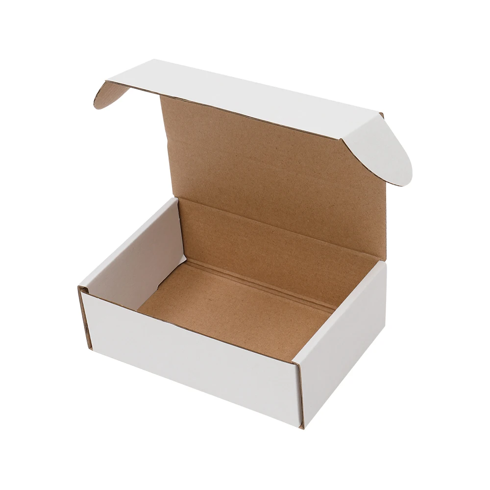 50 cajas de papel corrugado, 6x4x2 "(15,2*10*5cm), blanco exterior y amarillo interior-3