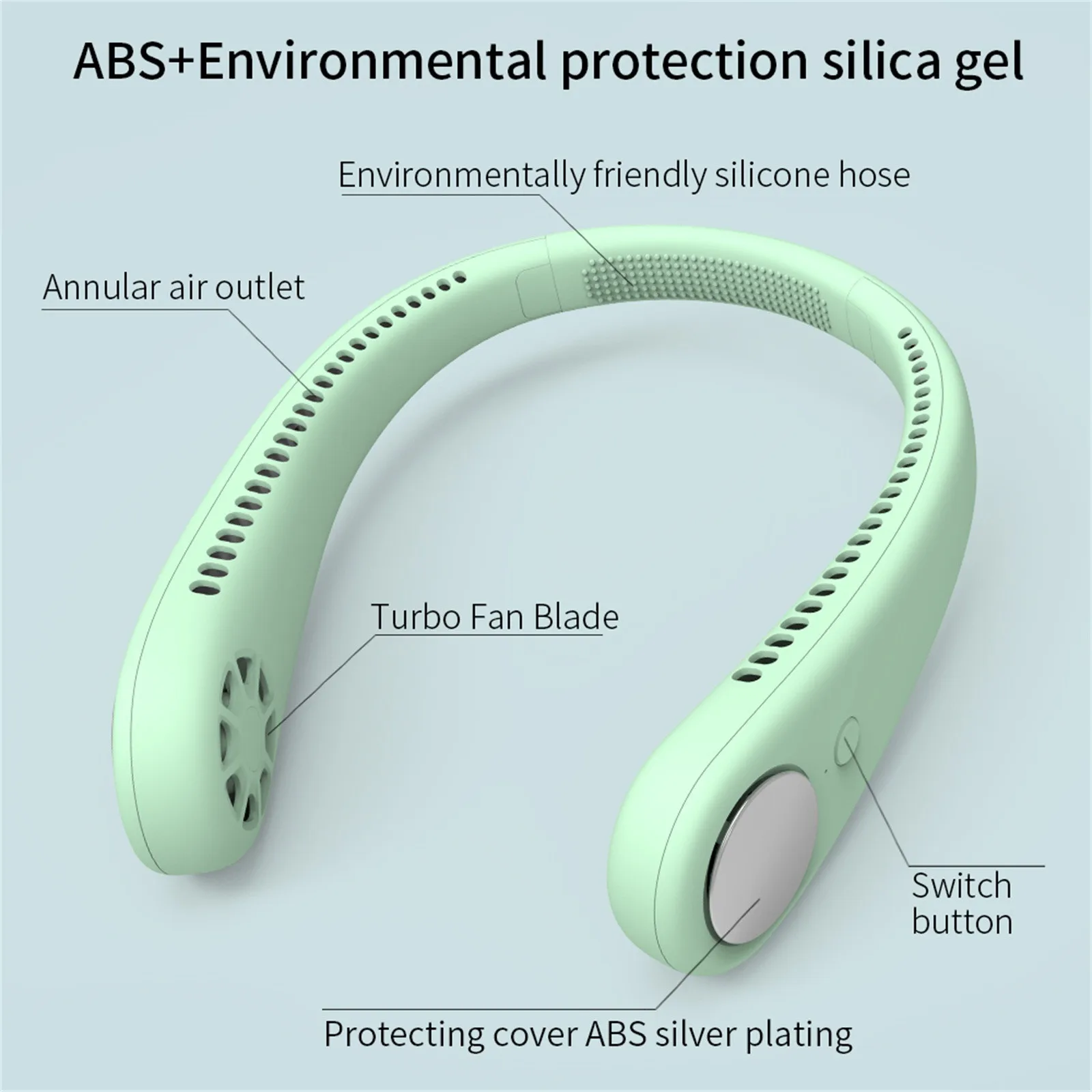 Мини вентилятор на шею портативный безлопастный перезаряжаемые подвесные