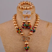 multicolors african necklace nigerian wedding bridal set dubai gold jewelry set