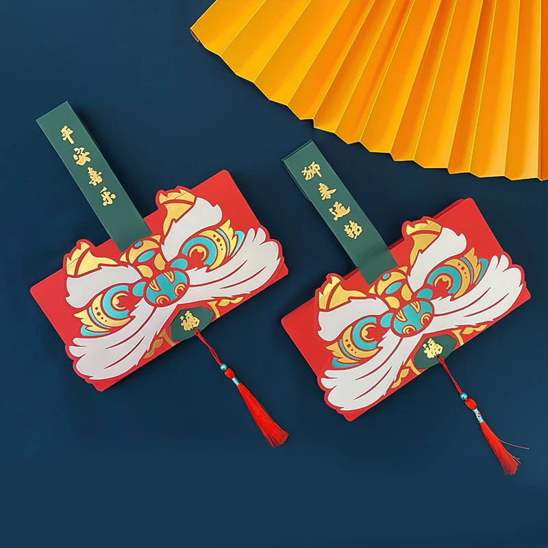 

Складные китайские красные конверты 2022 китайский год Тигра счастливые пакеты для денег китайские красные конверты 6/10 слот для карт пакет