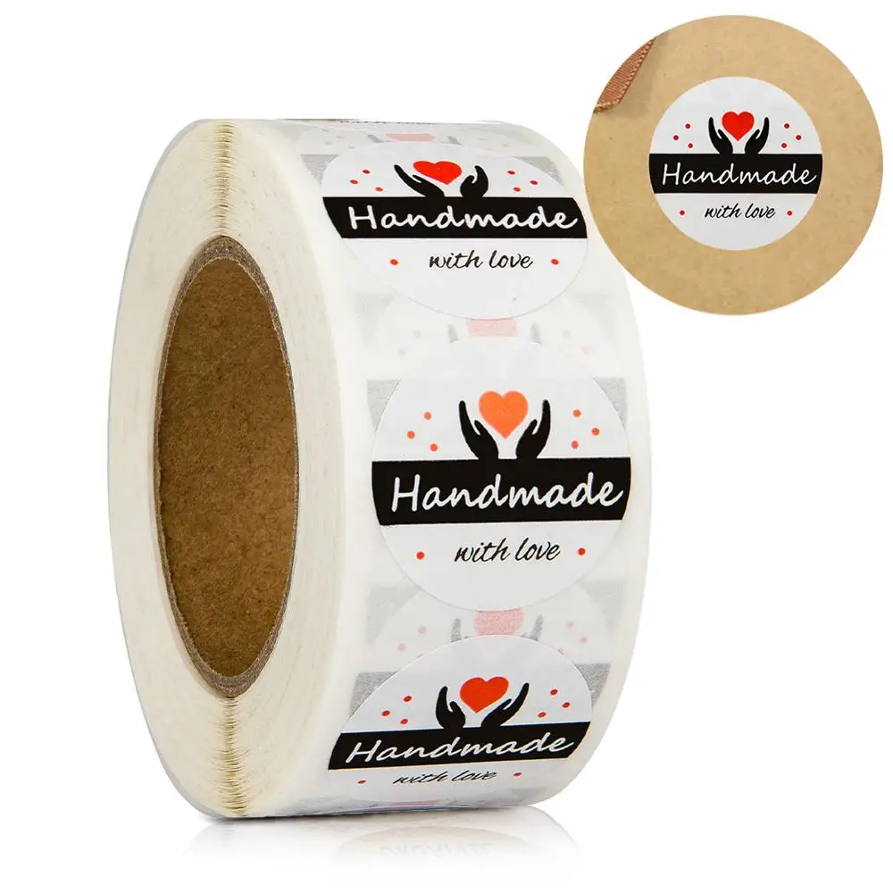 500 шт./компл. наклейка ручной работы с любовью s самоклеящаяся лента круглые