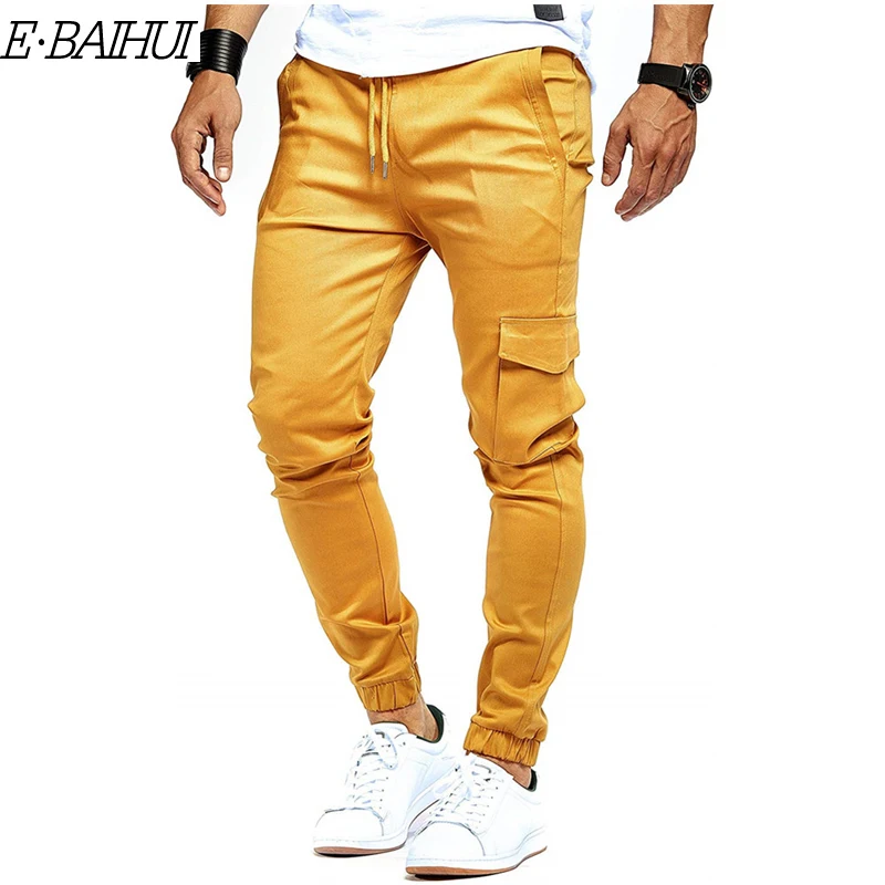 

E-BAIHUI 2020 autumn streetwear long pants new men's tether pants casual sport beam pants side pockets smooth woven casual pants