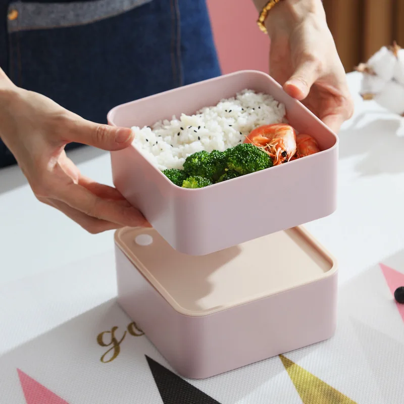 Health Lunch Box High Capacity Double Layer With Cutlery Food Container Outdoor Office School Portable Bento Set 1400ml | Дом и сад