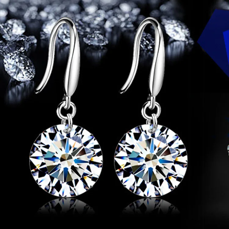 Женские серьги с белым кристаллом Очаровательные Популярные в Корейском стиле