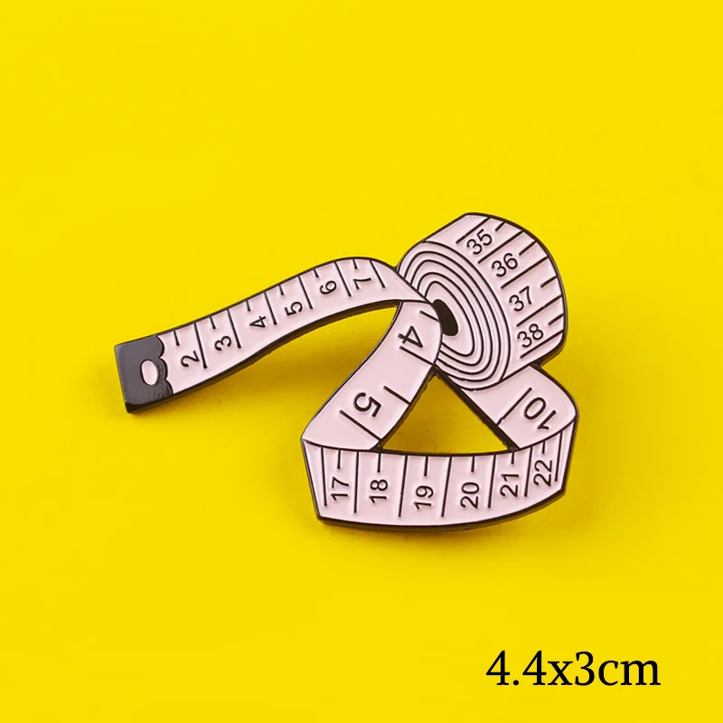 Tape Measure Brooch Pin Enamel Women's Brooches Blue White Pink Ruler Sewing Tool Badge On Clothes Sweater Shirt Jewelry Gift | Дом и сад