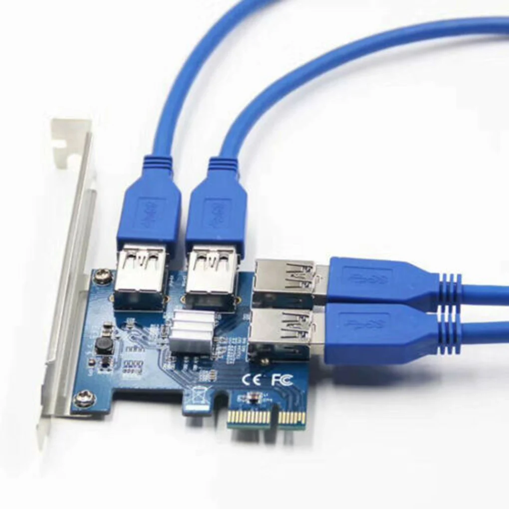 PCI E адаптер 1 поворот 4 Express слот 1x до 16x USB 3 0 карта расширения для майнинга PCIe