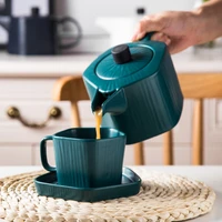 matte ceramic teapot nordic tea making kettle cup dish household tableware large capacity flower tea pot coffee pot water set