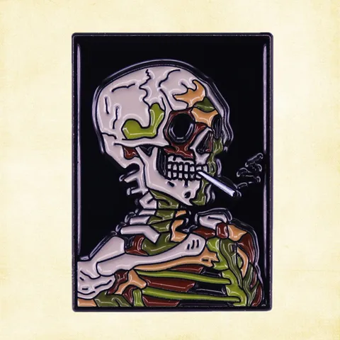 Винсент Ван Гог голова скелета с горящей сигаретой эмалированная брошь-кнопка помните, что вы умираете так живете, как никогда не пожалеете
