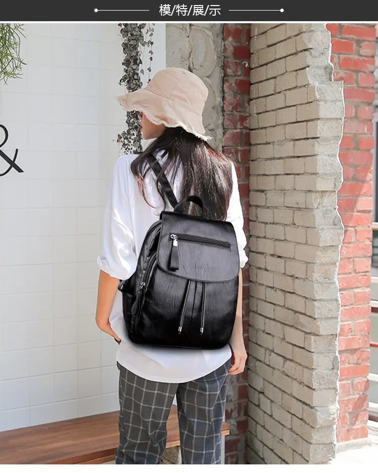 Bolsa Feminina De Couro Vaca Anti Furto Preta Sac A Dos Femme En Cuir Mochila Mujer Moda 2020 женский рюкзак из черной кожи