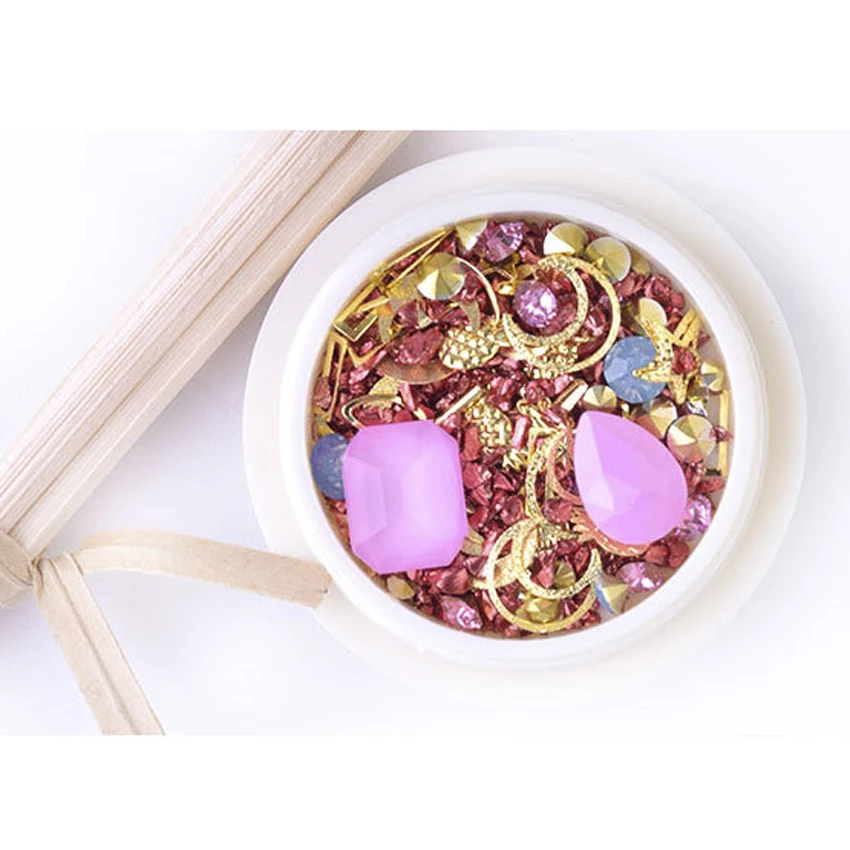 1 коробка сверкающих ювелирных украшений для ногтей стеклянные бриллианты мокко