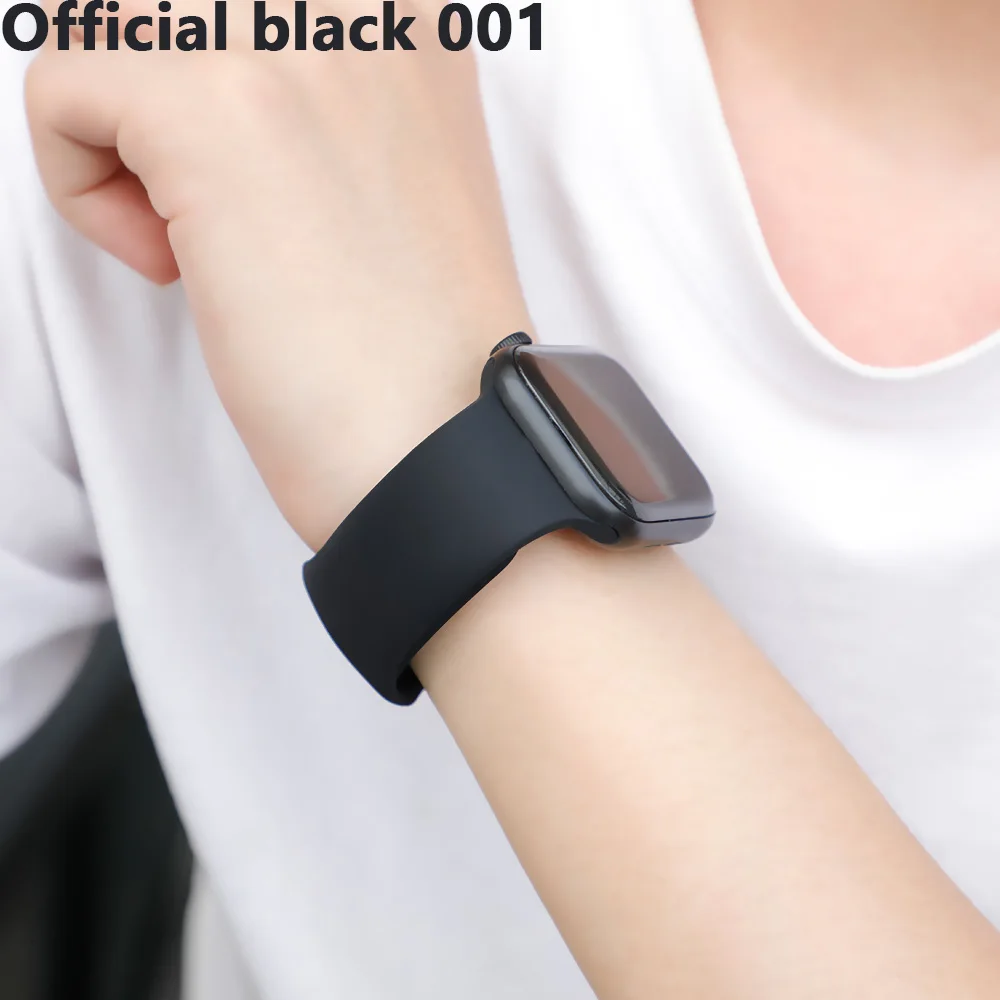Ремешок для apple watch, ремешок для apple watch 5, 4, 3, iwatch, ремешок 42 мм, 44 мм, 38 мм, 40 мм, браслет Correa, силиконовый ремешок для часов, ремень, аксессуары - Цвет ремешка: Official black 001