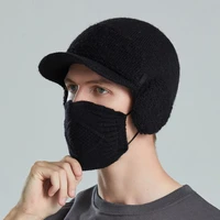 winter thermal golf hat men women outdoor skiing cycling baseball ear protection hat comfortable knitted riding cap with mask