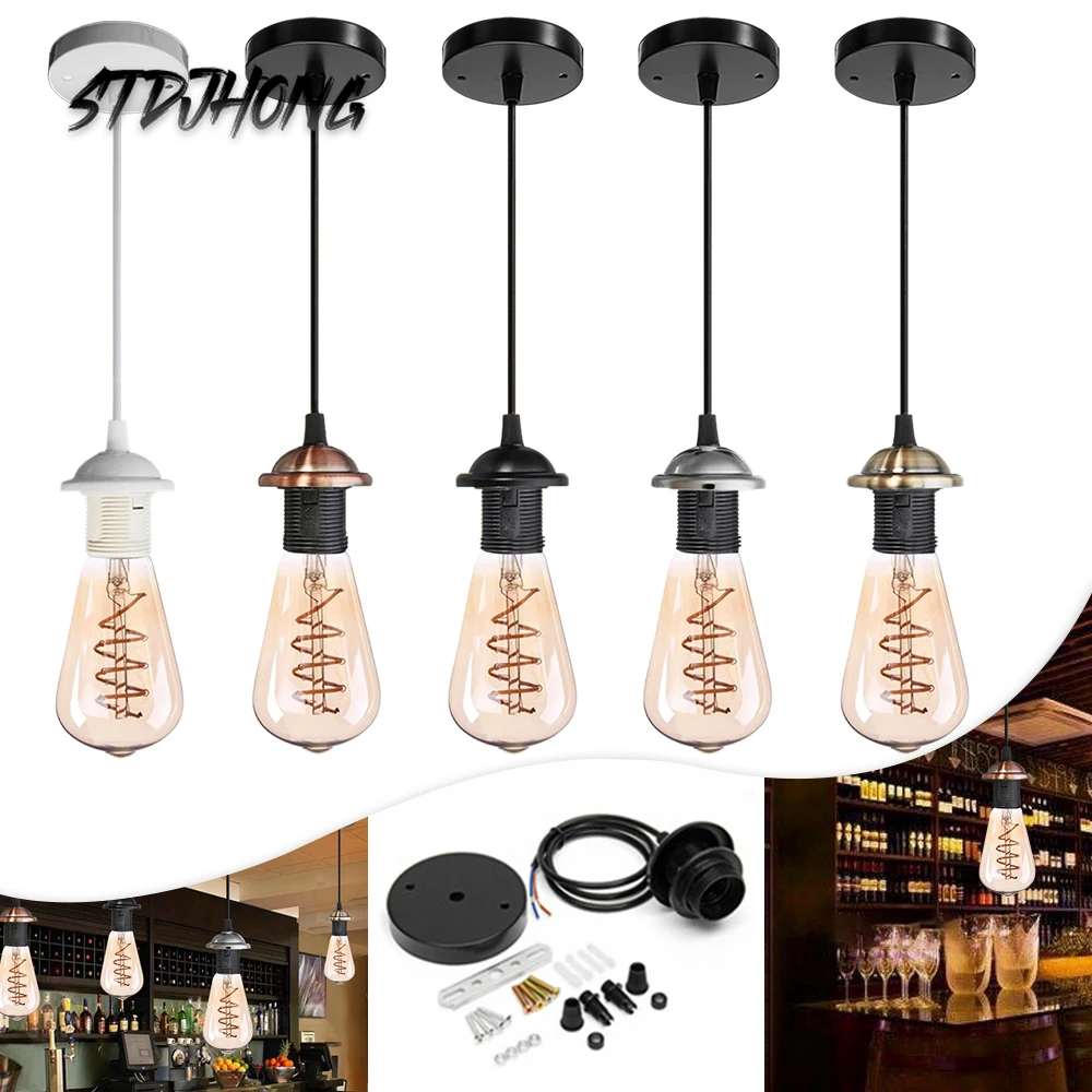 

Vintage Edison Lamp Base E27 Screw Ceiling Rose Light Pendant Light Holder E27 Screw Socket Base for Retro Incandescent Filament