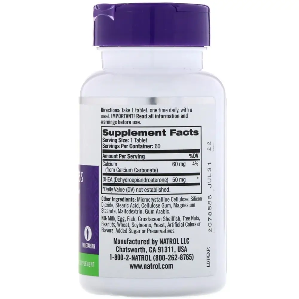 2pcs natrol dhea mood stress 50 mg 60 tablets calcium promote balanced hormone levels that decline with age free shipping free global shipping