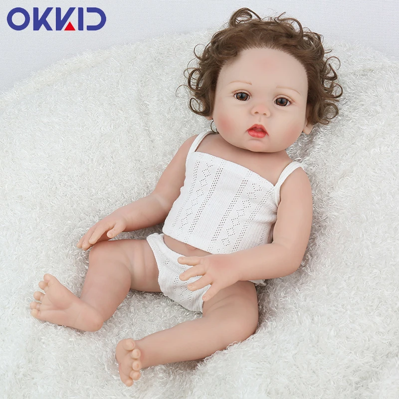 OKKID 45 см силиконовая кукла для всего тела игрушки девочек настоящая Реалистичная
