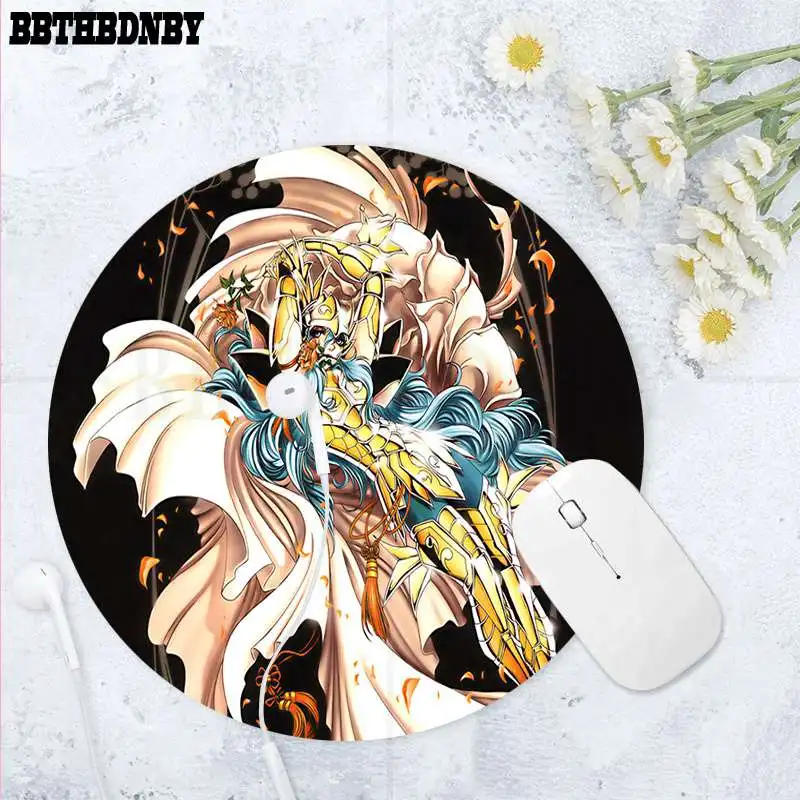 

BBTHBDNBY My Anime Saint Seiya Gold Saints Customized laptop Gaming round mouse pad gaming Mousepad Rug For PC Laptop Notebook