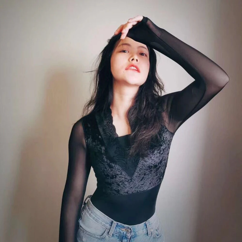 Новинка 2020 высококачественные женские балетные трико из черного бархата с