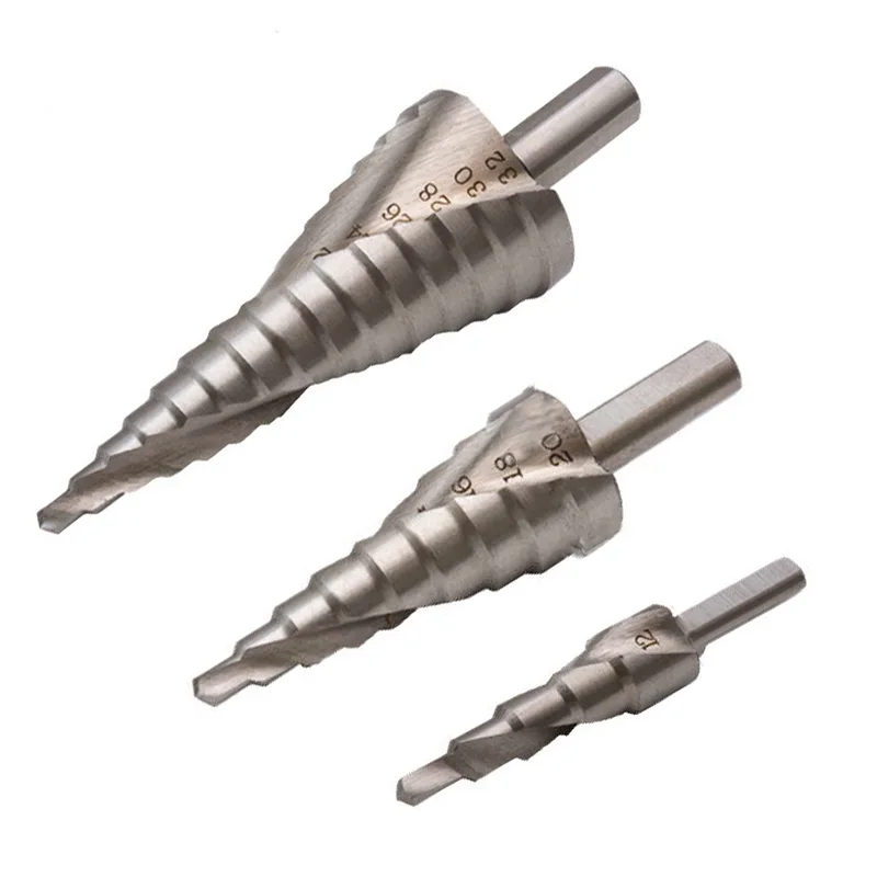 

HSS Spiral Groove Metal Steel Step Drill Bit, Used To Cut 4-12/20/30mm Stainless Steel Pagoda Drill Hexagonal Screwdriver
