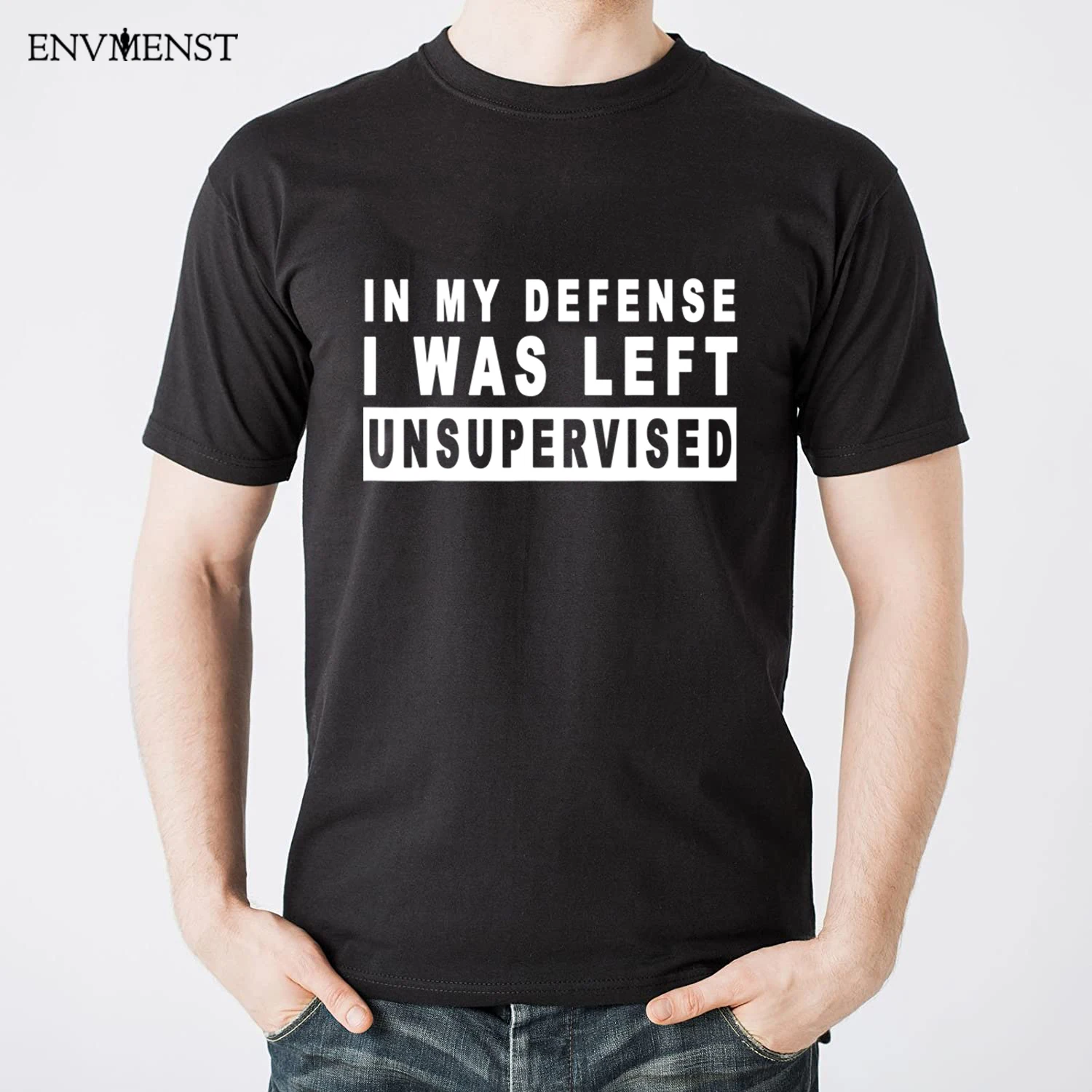 

Funny Retro Men Short Sleeve Funny In My Defense I Was Left Unsupervised Vintage Men's T-Shirt Graphic Oversized Female T Shirt