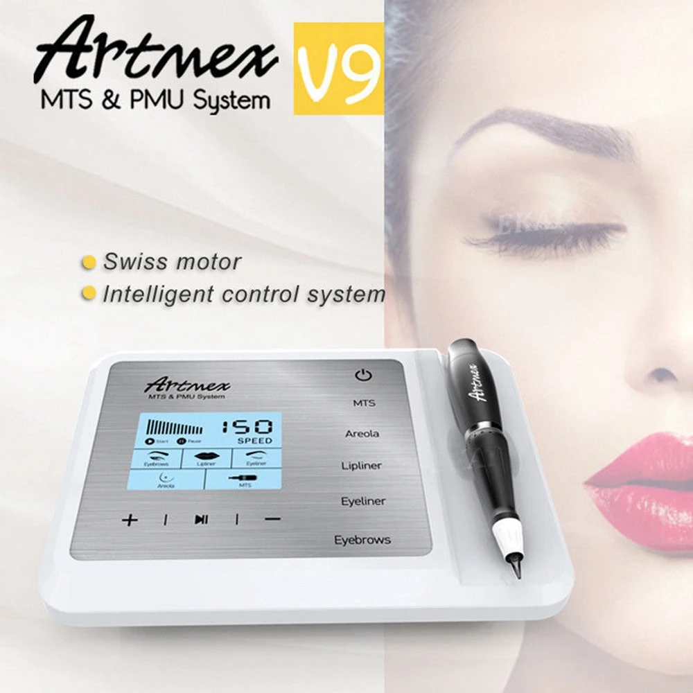 Newest FDA Permanent Makeup Tattoo Machine Artmex V9 Eye Brow Lip Rotary Pen MTS PMU System With Needle