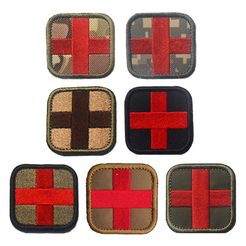 Medic Red Cross First Aid Embroidered Patches EMT Reflective Tactical Military Medical Rescue Paramedic Embroidery Badges images - 6