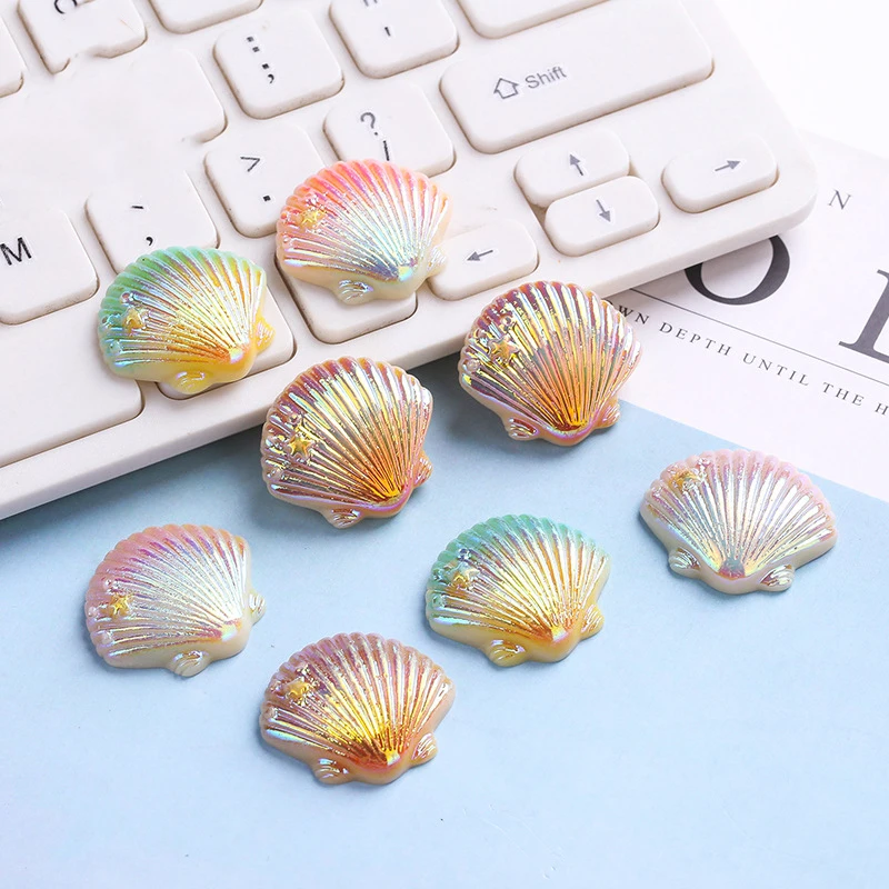 

16pcs/Lot Mini Resin Shell Colorfull Gradient Flatback Cabochon Miniature Pattern Applique Ornament Craft DIY Scrapbook Earring