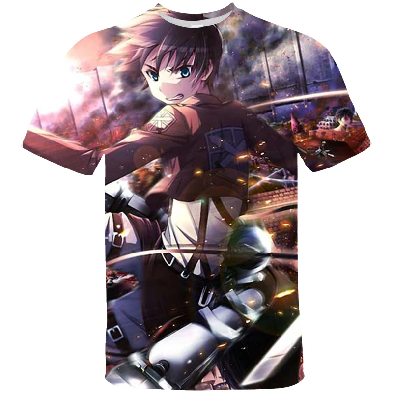 Модные детские топы футболка с 3D принтом атаки на титанов крутая забавная