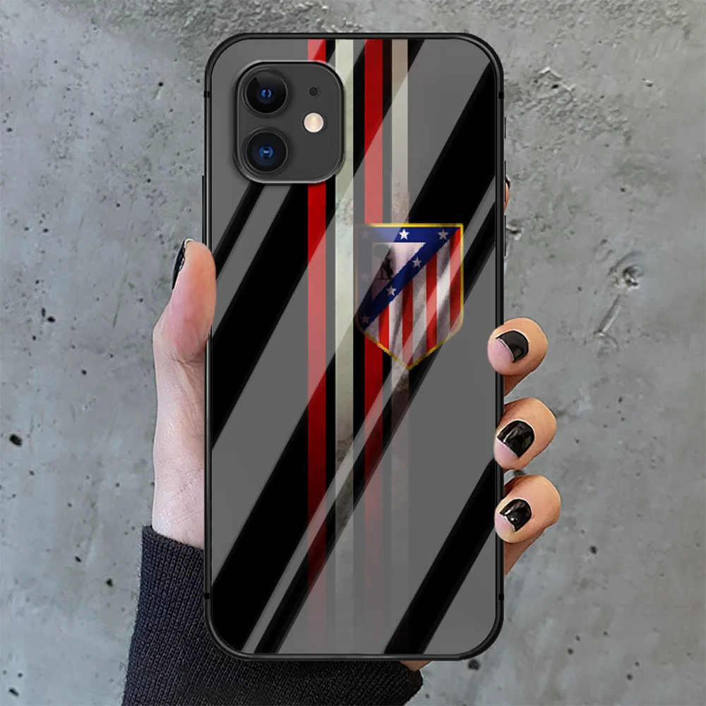 

Atltico Madrid football Phone Tempered Glass Case Cover For IPhone 6 6S 7 8 11 12 X Xr Xs Se 2020 Pro Max Plus Mini Cover